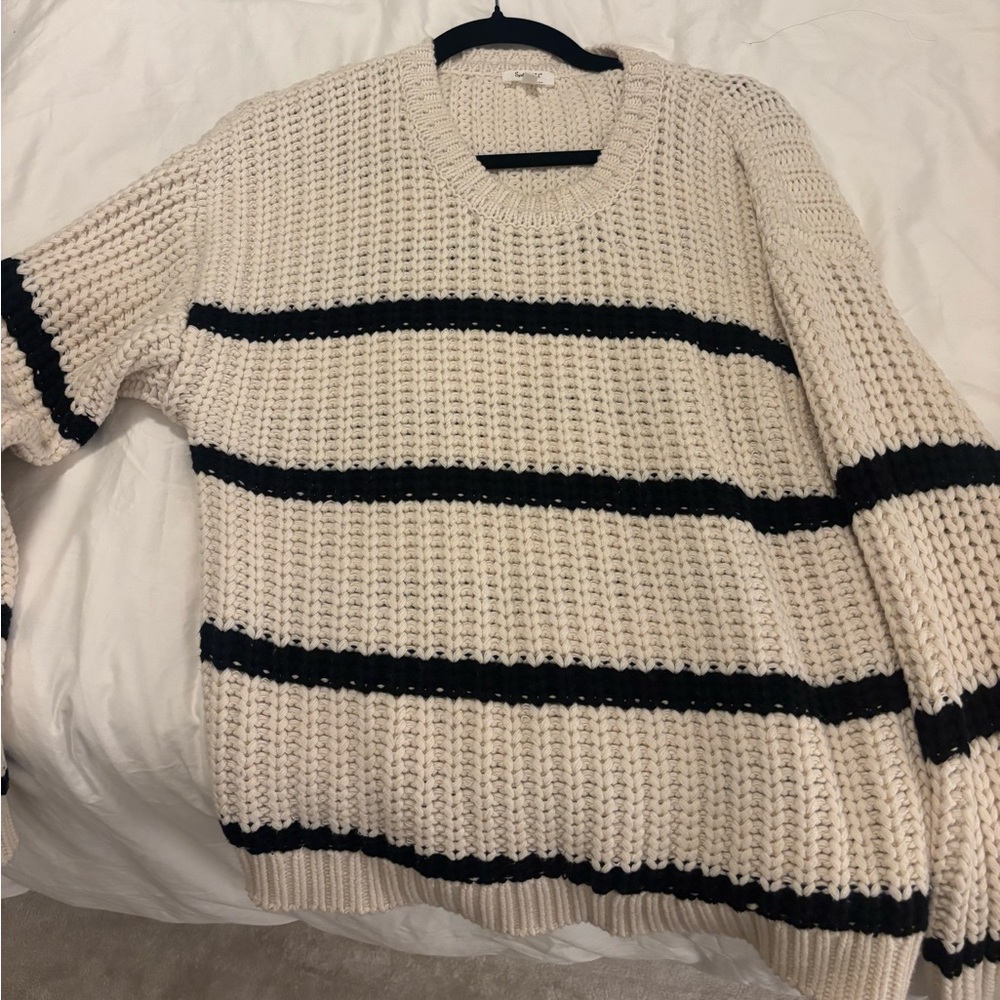 Striped Knit Sweater in Cream and Black
